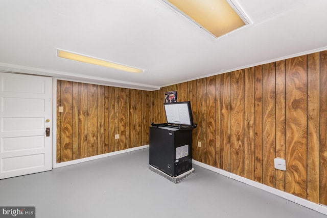 interior space with wooden walls
