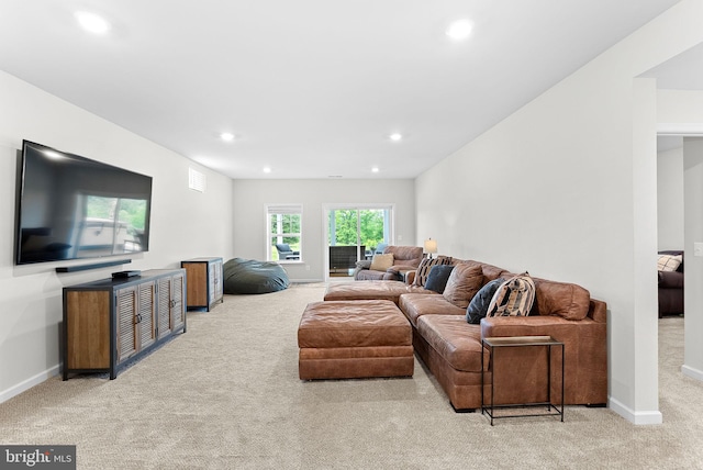 19253 Running Spring Ct, Leesburg, VA 20175 - living room with carpet, recessed lighting, and baseboards