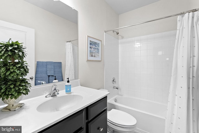 19253 Running Spring Ct, Leesburg, VA 20175 - full bath with vanity, toilet, and shower / bath combo with shower curtain