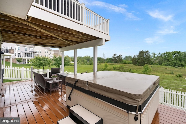 19253 Running Spring Ct, Leesburg, VA 20175 - wooden deck with a hot tub