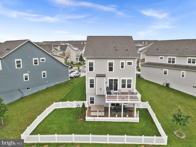 19253 Running Spring Ct, Leesburg, VA 20175 - back of house with a residential view, a patio area, a deck, and outdoor lounge area