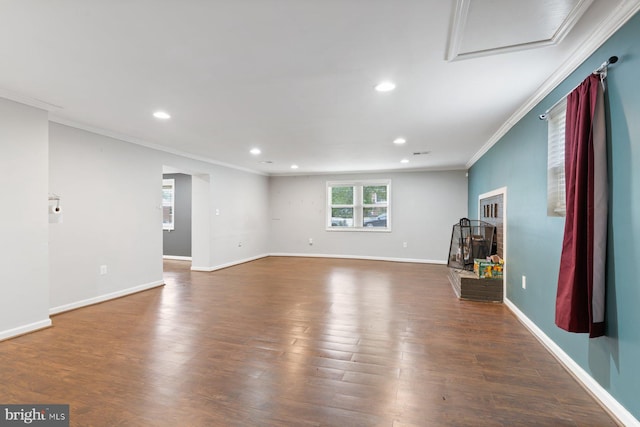 10700 Bickford Ave, Clinton, MD 20735 - empty room with ornamental molding, recessed lighting, wood finished floors, and baseboards