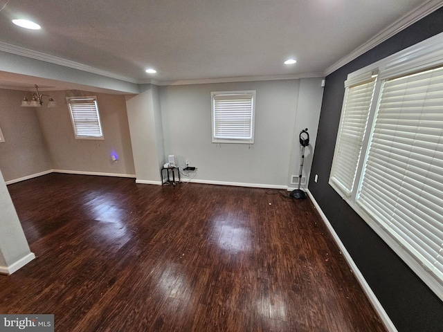 10700 Bickford Ave, Clinton, MD 20735 - unfurnished room with ornamental molding, wood finished floors, baseboards, and recessed lighting