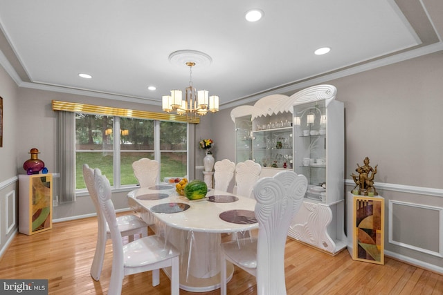 20008 Giantstep Ter, Gaithersburg, MD 20886 - dining area with a chandelier, wood finished floors, ornamental molding, and recessed lighting