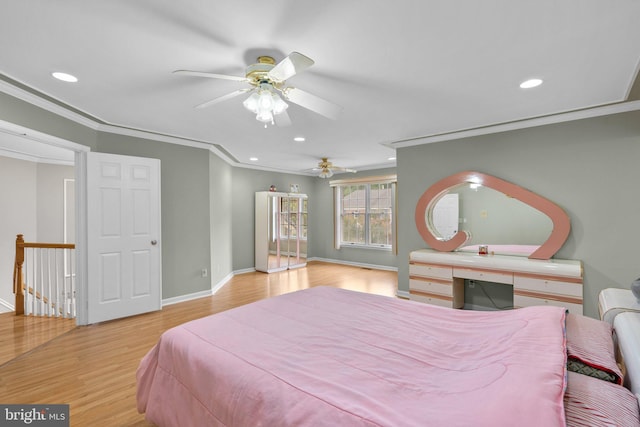 20008 Giantstep Ter, Gaithersburg, MD 20886 - bedroom with ornamental molding, wood finished floors, recessed lighting, and baseboards