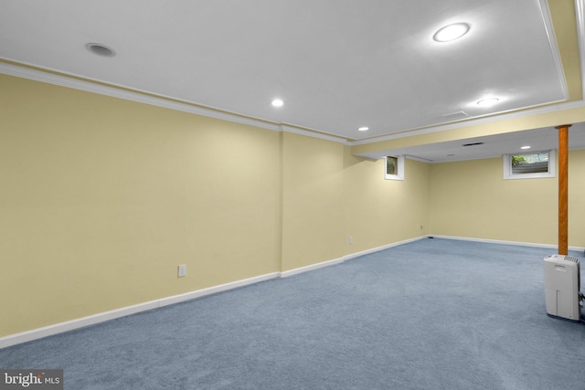 20008 Giantstep Ter, Gaithersburg, MD 20886 - basement featuring crown molding, baseboards, carpet flooring, and recessed lighting