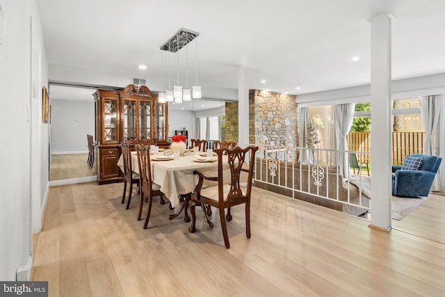 7374 Park Heights Ave, Baltimore, MD 21208 - dining room featuring light wood-style floors, recessed lighting, and baseboards