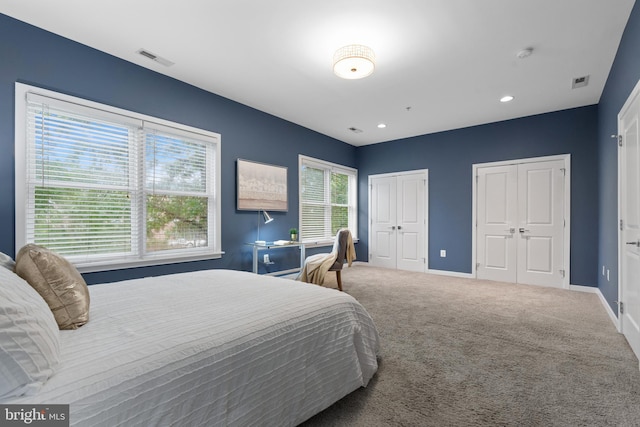 1423 1st St NW Unit B, Washington, DC 20001 - carpeted bedroom with multiple closets, baseboards, and recessed lighting