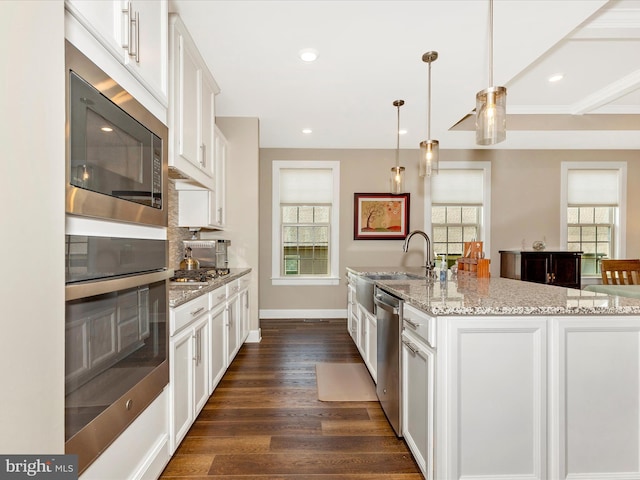 3218 Thornapple Dr, Frederick, MD 21704 - kitchen featuring appliances with stainless steel finishes, a sink, white cabinetry, and recessed lighting