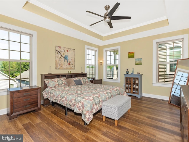 3218 Thornapple Dr, Frederick, MD 21704 - bedroom with a raised ceiling, wood finished floors, ornamental molding, and baseboards