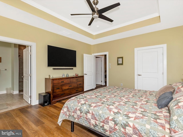 3218 Thornapple Dr, Frederick, MD 21704 - bedroom with wood finished floors, crown molding, ceiling fan, and baseboards