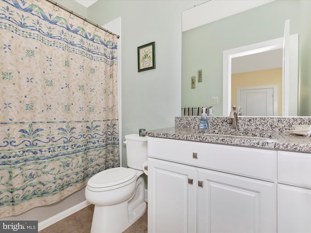 3218 Thornapple Dr, Frederick, MD 21704 - full bathroom with vanity, toilet, and a shower with shower curtain