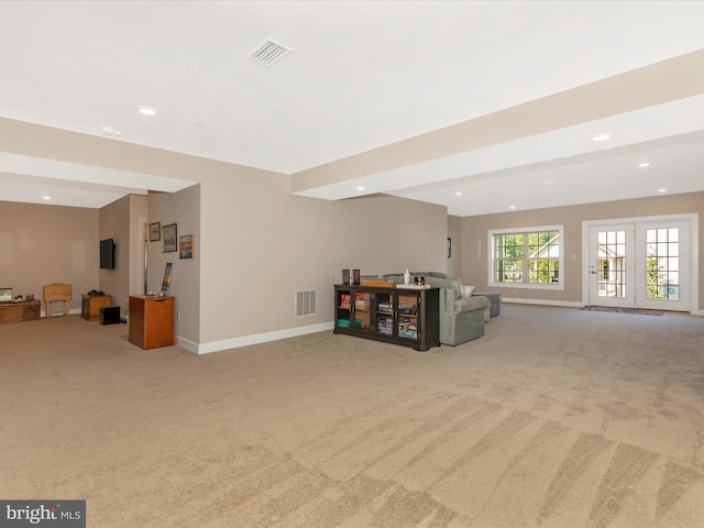 3218 Thornapple Dr, Frederick, MD 21704 - below grade area with light colored carpet, baseboards, and recessed lighting