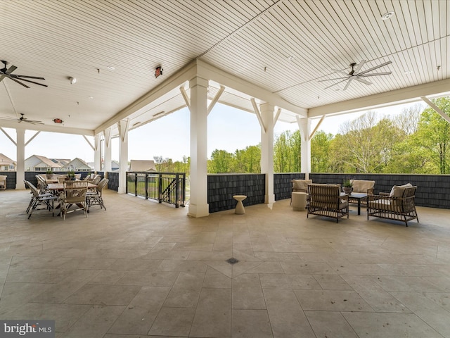 3218 Thornapple Dr, Frederick, MD 21704 - view of patio with a ceiling fan, an outdoor hangout area, and outdoor dining space