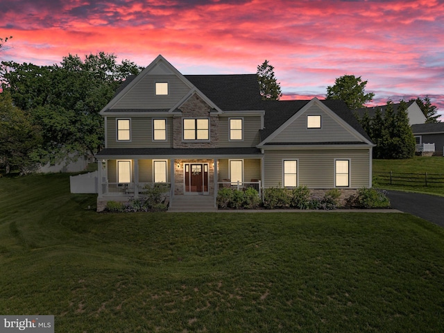 1413 Cortez Rd, Blue Bell, PA 19422 - view of front of house with stone siding, covered porch, and a shingled roof