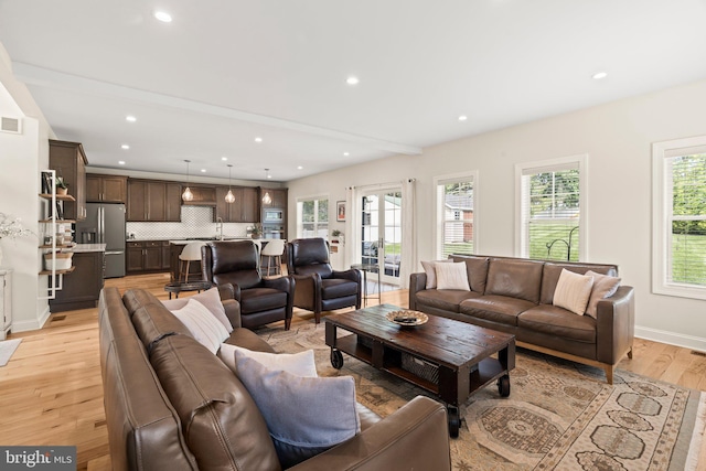 1413 Cortez Rd, Blue Bell, PA 19422 - living room with light wood-type flooring, recessed lighting, and baseboards