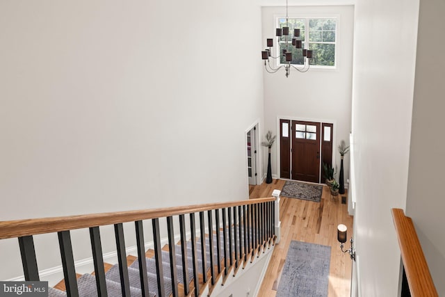 1413 Cortez Rd, Blue Bell, PA 19422 - foyer with a chandelier, light wood-type flooring, and a towering ceiling