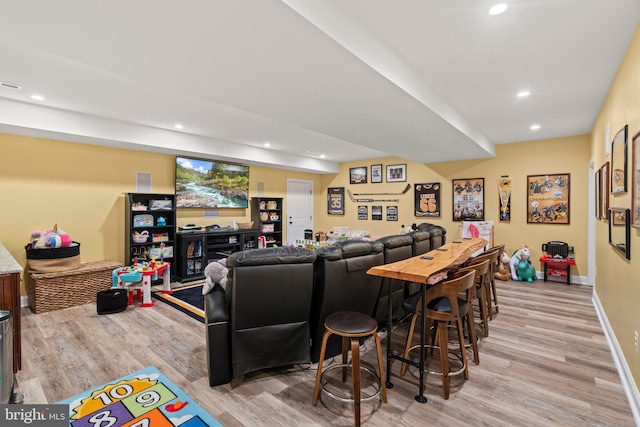 1413 Cortez Rd, Blue Bell, PA 19422 - living room with light wood-style flooring, recessed lighting, and baseboards