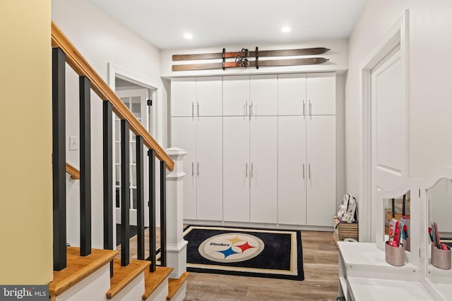 1413 Cortez Rd, Blue Bell, PA 19422 - entrance foyer featuring light wood-style floors, stairway, and recessed lighting