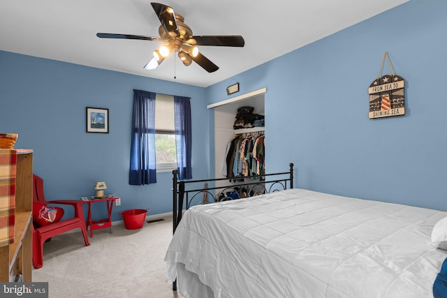 3618 Creamery Rd, Bensalem, PA 19020 - bedroom featuring carpet floors, a closet, ceiling fan, and baseboards