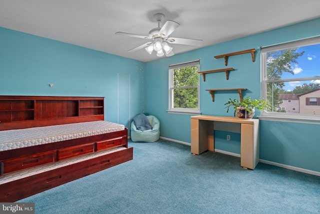 3618 Creamery Rd, Bensalem, PA 19020 - carpeted bedroom with baseboards and a ceiling fan