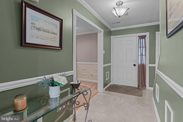 3618 Creamery Rd, Bensalem, PA 19020 - entrance foyer featuring ornamental molding, light floors, and wainscoting