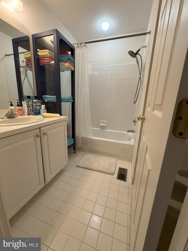 801 Irenic Ct, Norristown, PA 19403 - bathroom with tile patterned flooring, shower / bath combination with curtain, vanity, and recessed lighting