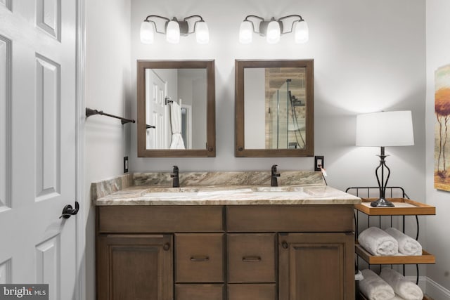 4669 Lawton Way Unit 104, Alexandria, VA 22311 - full bathroom featuring double vanity and an enclosed shower