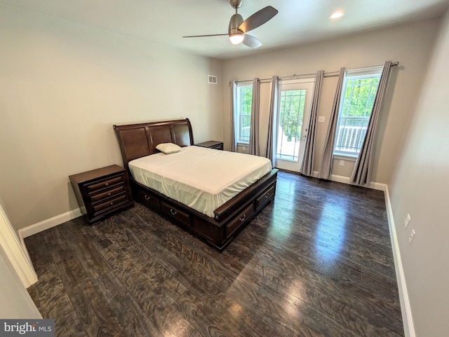 130 Corktree Rd, Kunkletown, PA 18058 - bedroom featuring wood finished floors, baseboards, recessed lighting, ceiling fan, and access to outside