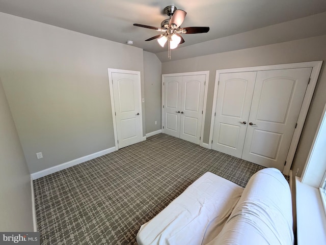 130 Corktree Rd, Kunkletown, PA 18058 - bedroom featuring multiple closets, carpet floors, baseboards, and a ceiling fan