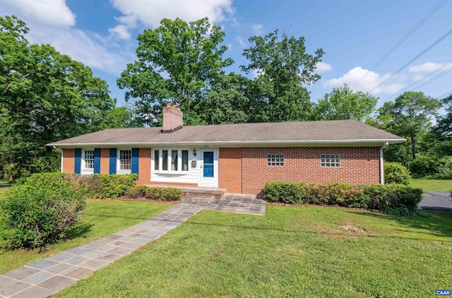 150 N Bennington Rd, Charlottesville, VA 22901 - single story home featuring brick siding, a front yard, and a chimney