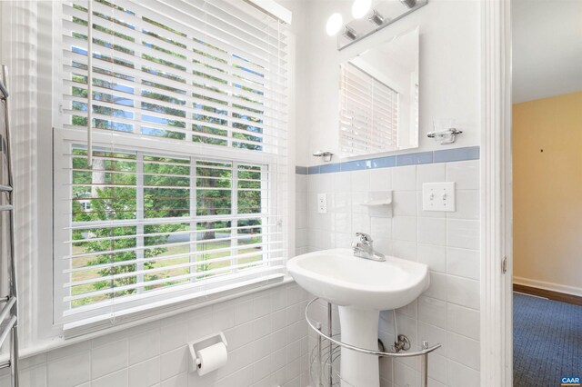 150 N Bennington Rd, Charlottesville, VA 22901 - bathroom with tile walls and plenty of natural light