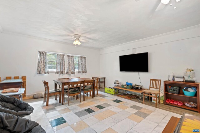 150 N Bennington Rd, Charlottesville, VA 22901 - living area featuring ceiling fan and ornamental molding