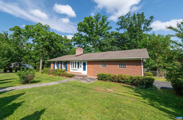 150 N Bennington Rd, Charlottesville, VA 22901 - ranch-style house with a front lawn, brick siding, and a chimney