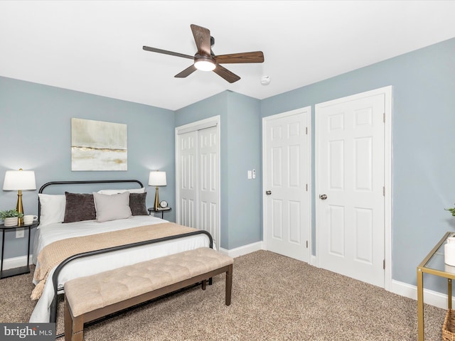 5443 Jonquil Ave, Baltimore, MD 21215 - bedroom featuring carpet floors, baseboards, a closet, and ceiling fan