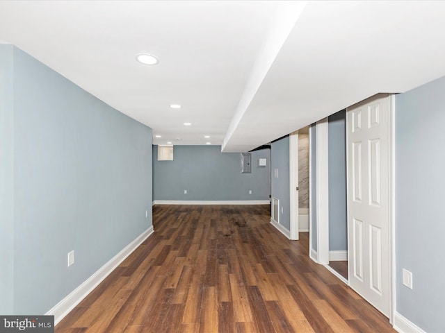 5443 Jonquil Ave, Baltimore, MD 21215 - finished below grade area featuring recessed lighting, baseboards, and dark wood-type flooring