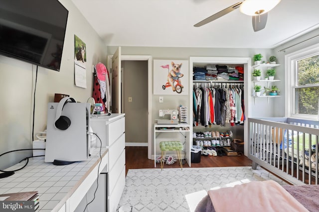 10317 Beaumont St, Fairfax, VA 22030 - bedroom with a closet, wood finished floors, and a ceiling fan