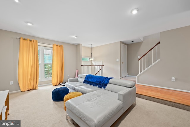 12220 Apple Orchard Ct, Fairfax, VA 22033 - living room featuring carpet floors, baseboards, and recessed lighting