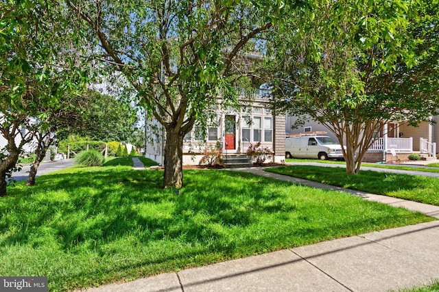 obstructed view of property featuring a front yard