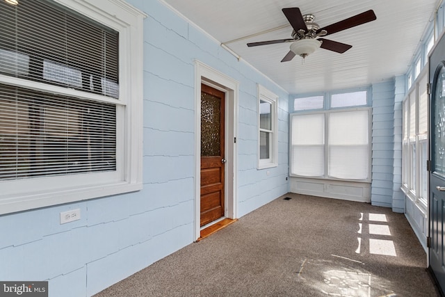 view of unfurnished sunroom