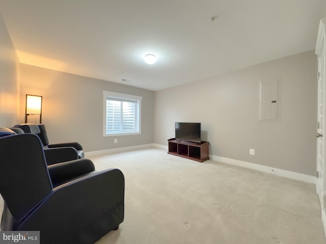 18030 Stump St, Dumfries, VA 22026 - living area featuring light carpet, electric panel, and baseboards