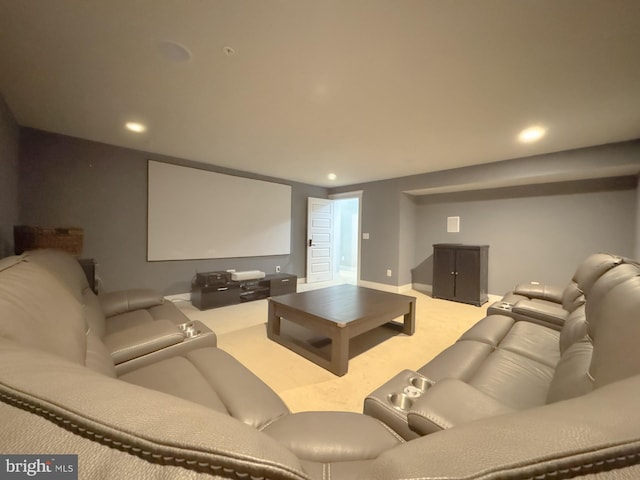 18030 Stump St, Dumfries, VA 22026 - carpeted home theater with recessed lighting and baseboards