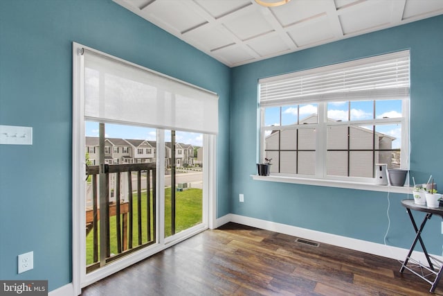 31 Holstein Dr, Hanover, PA 17331 - spare room featuring baseboards, dark wood-style floors, and coffered ceiling