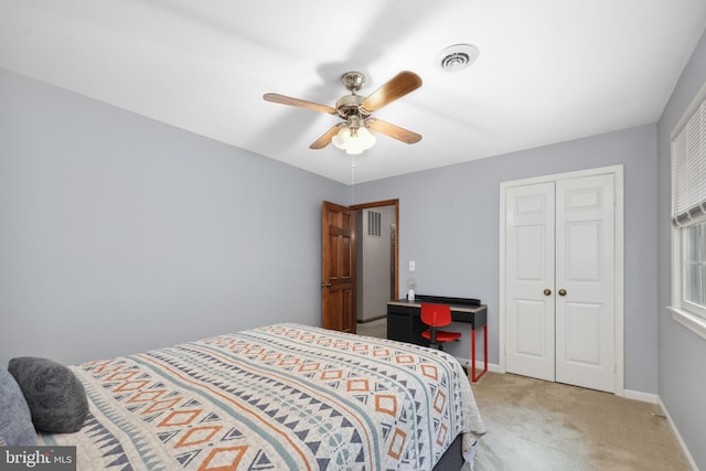 3 Franklin St, Stafford, VA 22556 - bedroom with light colored carpet, a closet, baseboards, and a ceiling fan