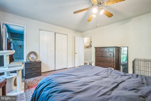 9185 Winterset Dr, Manassas, VA 20110 - bedroom with a closet, ceiling fan, and ensuite bath