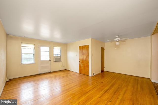 4021 Balwynne Park Rd, Philadelphia, PA 19131 - spare room with light wood-type flooring, ceiling fan, baseboards, and cooling unit