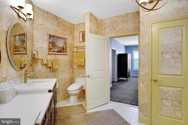 440 Belmont Bay Dr Unit 406, Woodbridge, VA 22191 - bathroom with vanity, toilet, and a chandelier