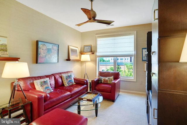 440 Belmont Bay Dr Unit 406, Woodbridge, VA 22191 - carpeted living area with a ceiling fan and baseboards