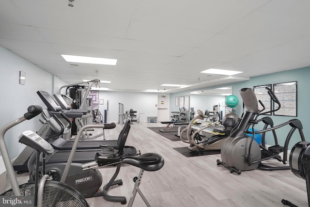 440 Belmont Bay Dr Unit 406, Woodbridge, VA 22191 - exercise room featuring wood finished floors and a drop ceiling