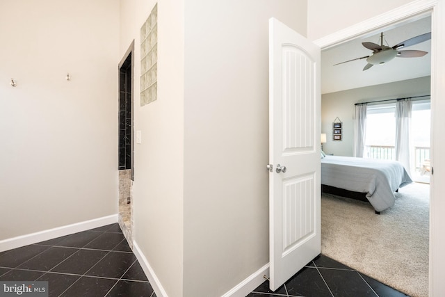 311 Summit Woods Dr, Mc Henry, MD 21541 - corridor with dark tile patterned floors, baseboards, and dark colored carpet